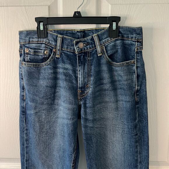 Levi's 514 Jeans Men’s Size 29x32* Slim Straight Fit Feathering Distressed Blue - Picture 3 of 13